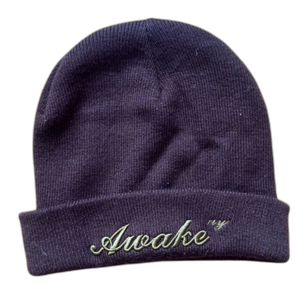Awake NY Brown Beanie NYC Streetwear Script Logo Knit Unisex Winter Hat Designer